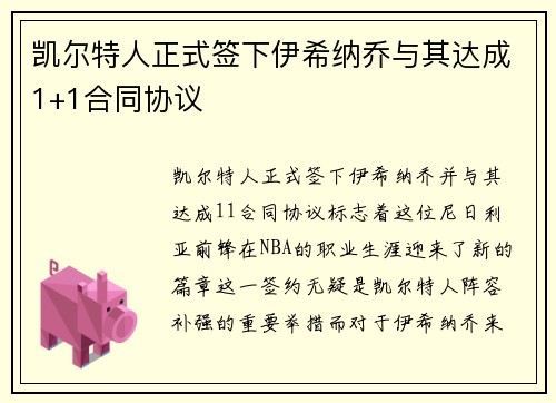 凯尔特人正式签下伊希纳乔与其达成1+1合同协议